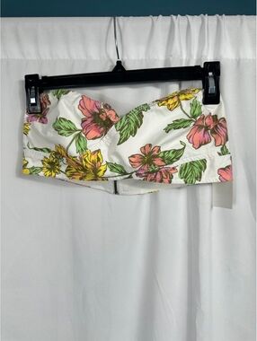 AFRM Sunny Floral Strapless Bandeau Top with Back Zipper - XS